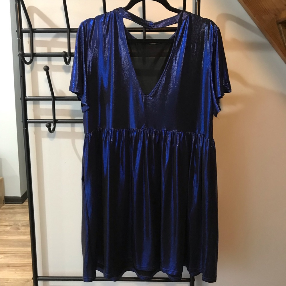 The White Pepper Blue Metallic Dress